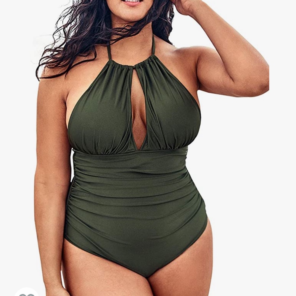 Cupshe Olive Green Halter One Piece Swimsuit